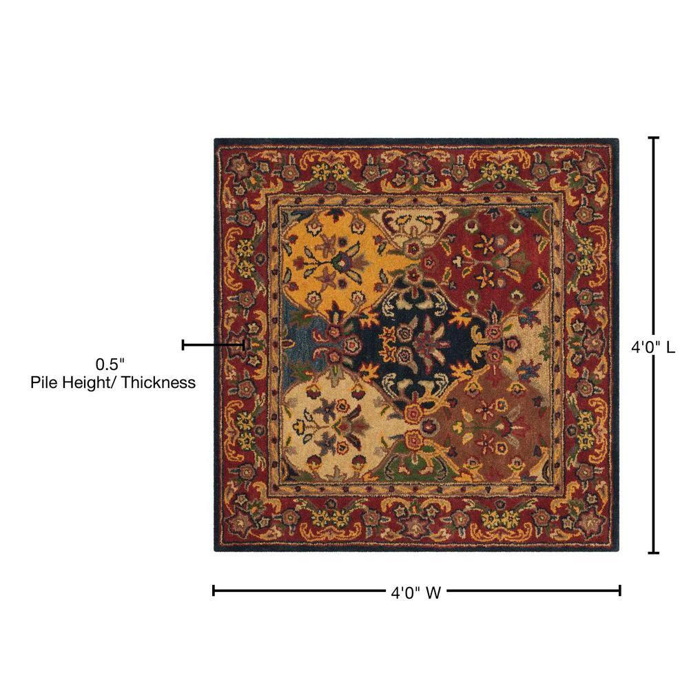 Heritage HG911 Hand Tufted Area Rug - Multi/Burgundy - 4'x4' - Safavieh.