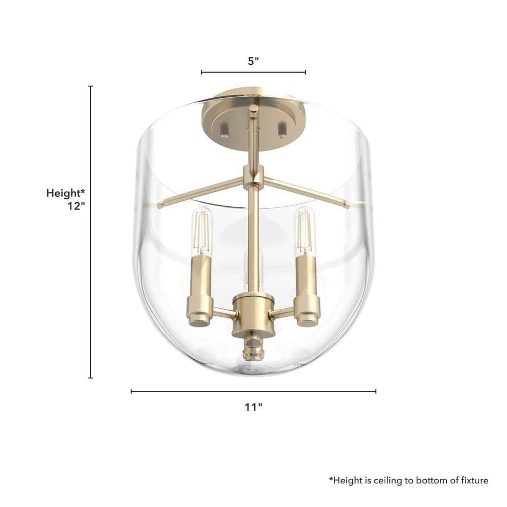 Hunter Sacha Natural Iron 3 Light Flush Mount Ceiling Light Fixture