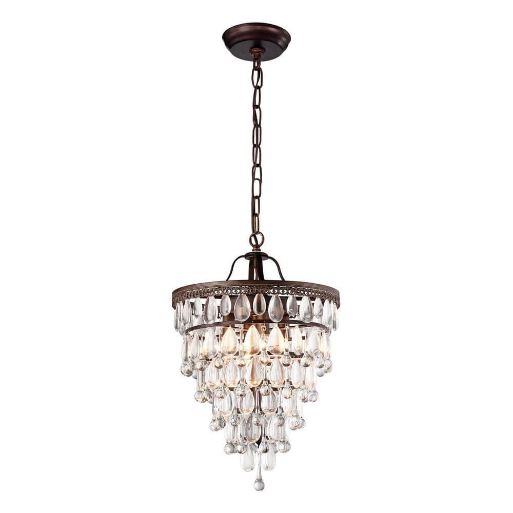 Warehouse of Tiffany Martinee Antique Bronze and Crystal Inverted Pyramid Chandelier