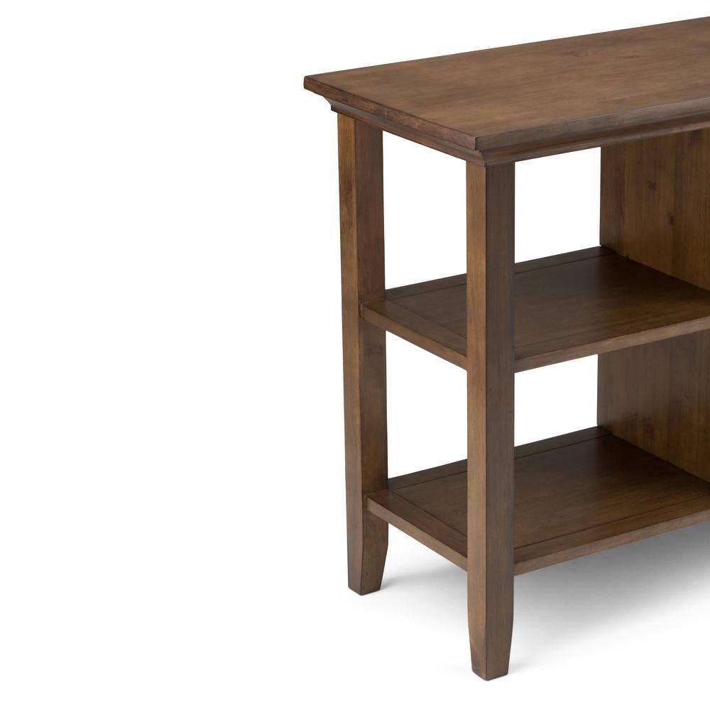 Simpli Home Redmond 54"W Solid Wood Storage Console Table with 4 Center Drawers and Open Shelves