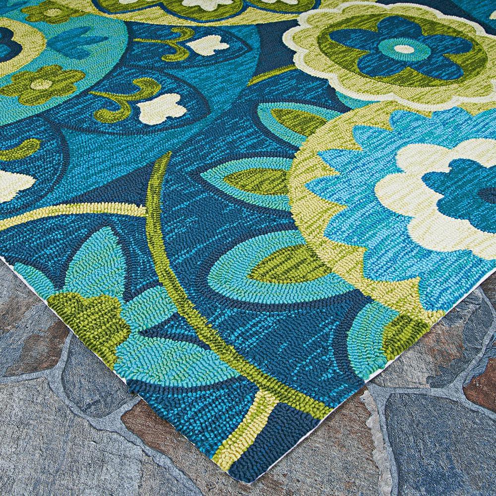 Couristan Covington Rip Tide Ocean-Green Indoor / Outdoor Area Rug, 5'6" x 8'