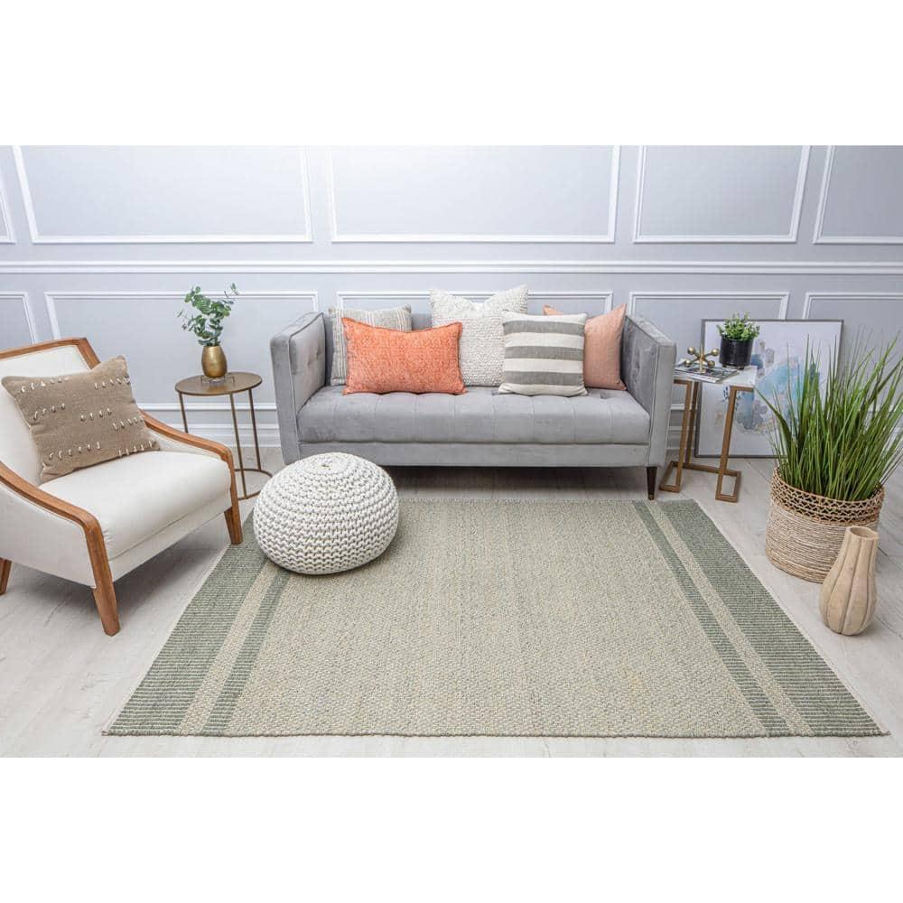 Rugs America Daphne DN10A Farmhouse Border Area Rug for Dining Room Rug Neutral Rug Living Room Rug Kitchen, 8'x10'