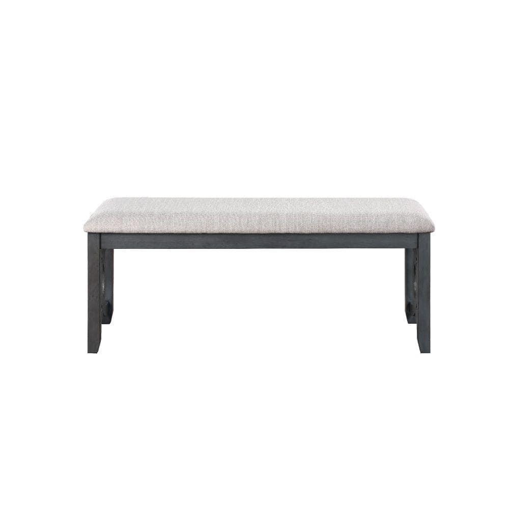 Benjara Gary 46 Inch Wood Bench, Fabric Seat, Ebony Brown