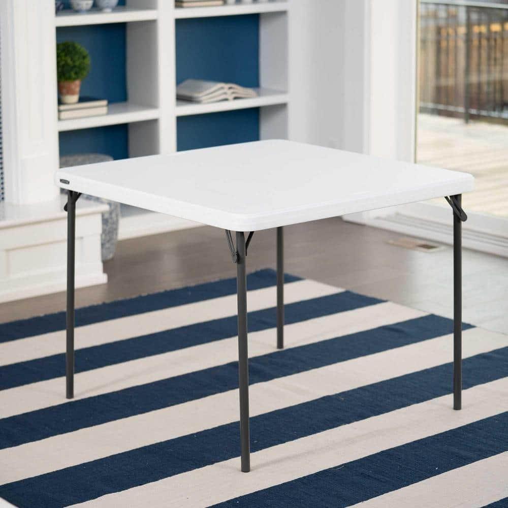 Lifetime 37 inch Square Folding Table, Indoor/Outdoor Commercial Grade, White Granite (80783)