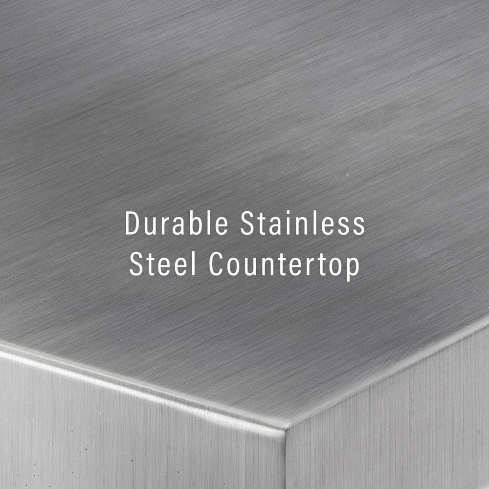 Cambridge Stainless Steel Top Portable Kitchen Island - White - Crosley: Hardwood Frame, Adjustable Shelves