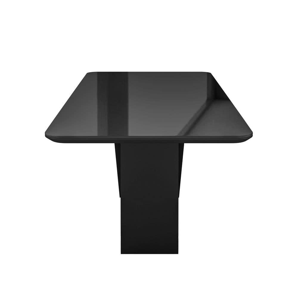 Elegant Painted Glass Dining Table for 6, Italian-Style 6-Seater Dining Table with Tempered Glass Top and Elegant Wood Base, Modern and Sophisticated Design for Dining Rooms, Black