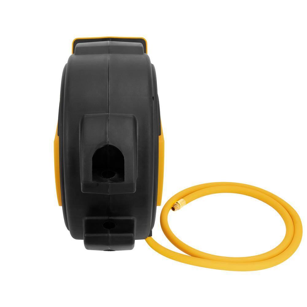 DEWALT 3/8 in. x 50 ft. Enclosed Air Hose Reel, Automatic, Retractable Air Hose Reel, 300 PSI MAX, Durable Retractable Air Hose for Efficient Use in Workshops and Garages