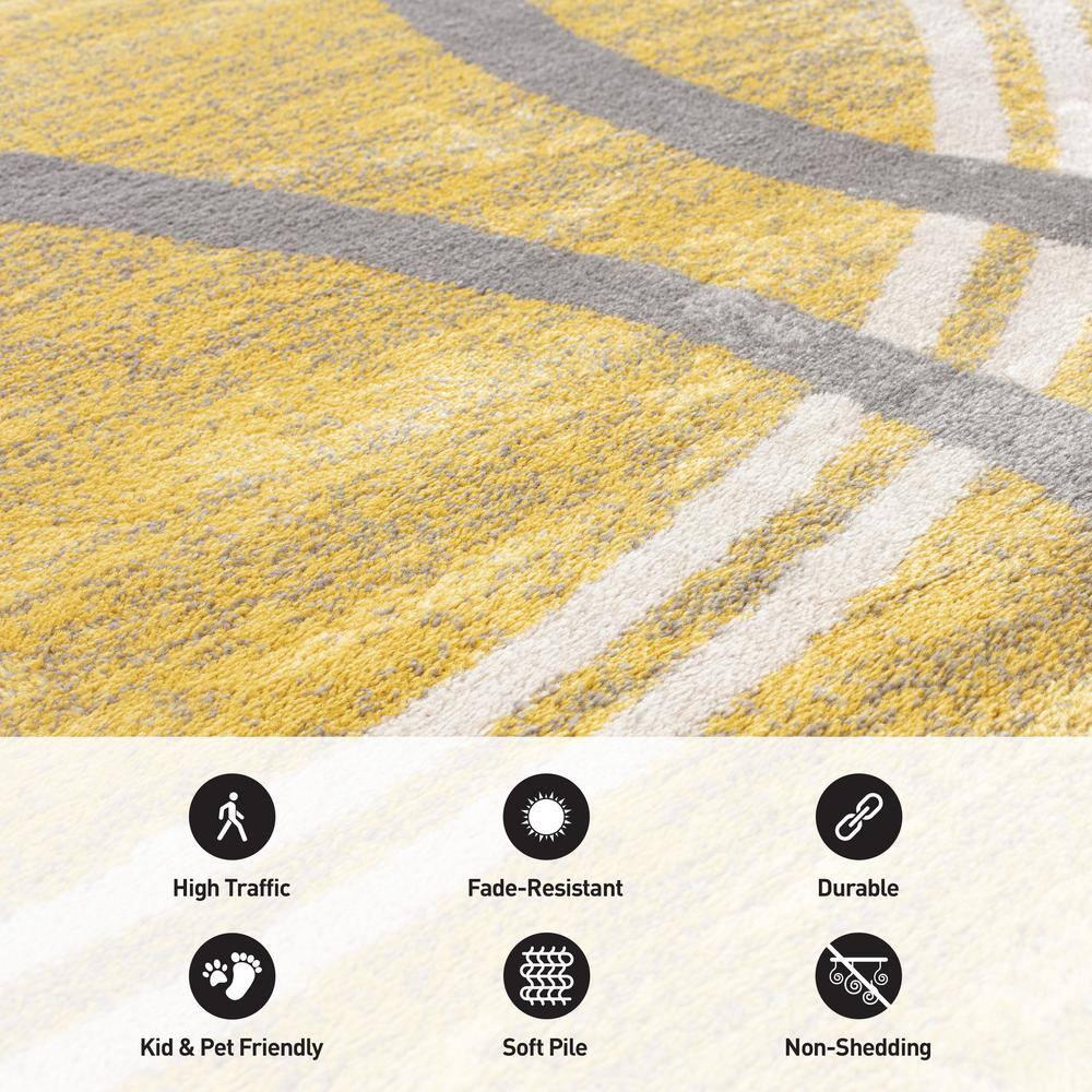 World Rug Gallery Contemporary Abstract Circles Design 3'3" x 5'  Yellow Area Rug
