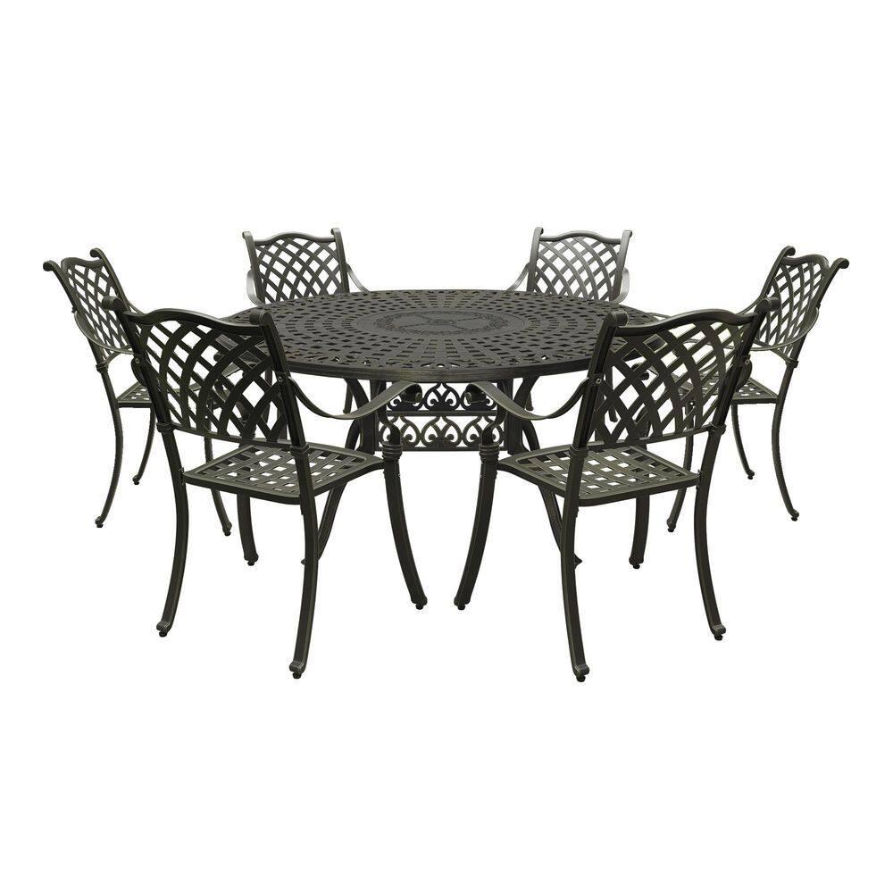 PATIO-IN Outdoor Dining Set, 7-Piece Cast Aluminum Patio Table and Chairs Set, Black