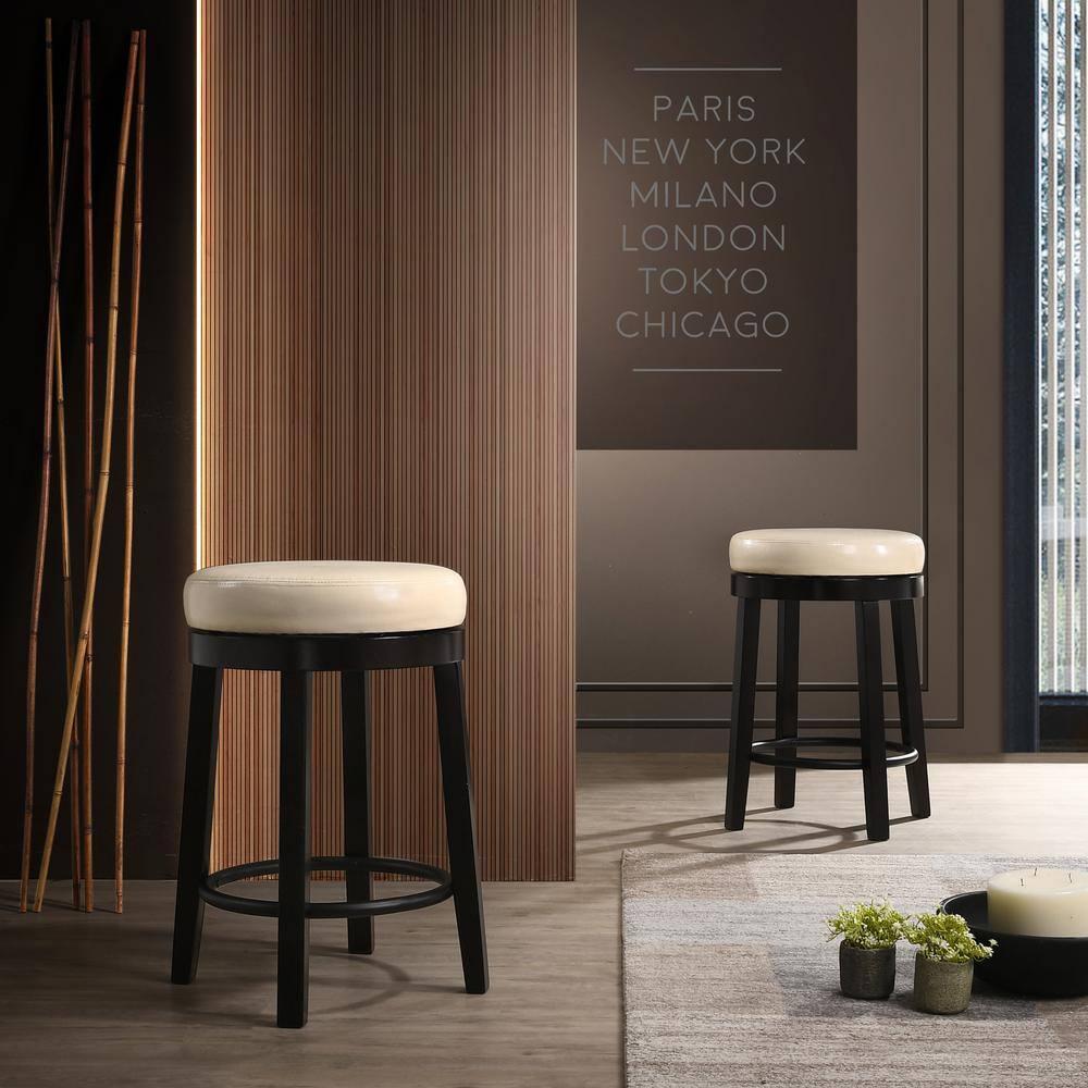 Carolina Classics Era Swivel 24" Counter Stool in Cream and Espresso (Set of 2)
