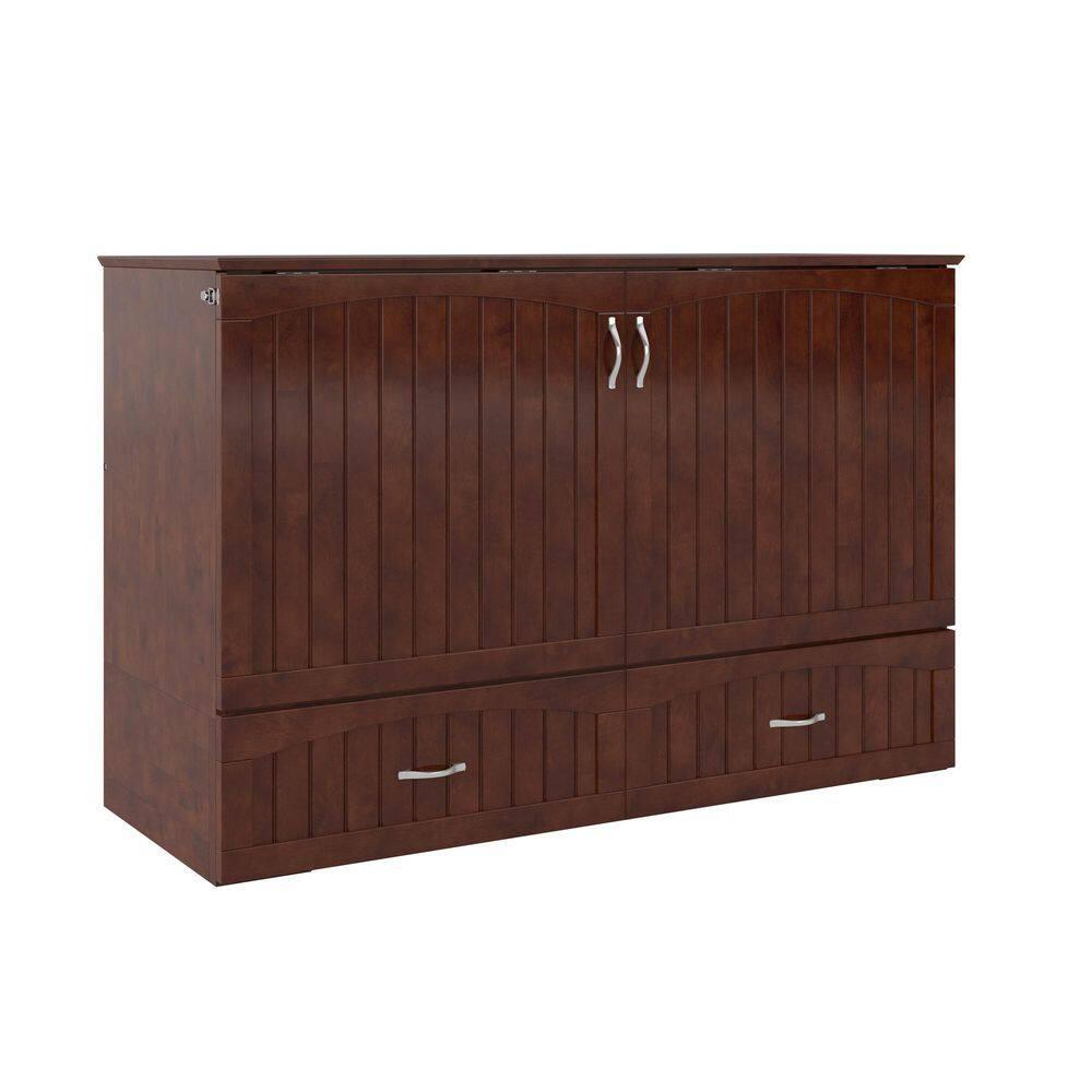 Queen Southampton Murphy Bed Chest with USB Turbo Charger Walnut - AFI: Space-Saving, Hardwood Frame, No Box Spring Needed