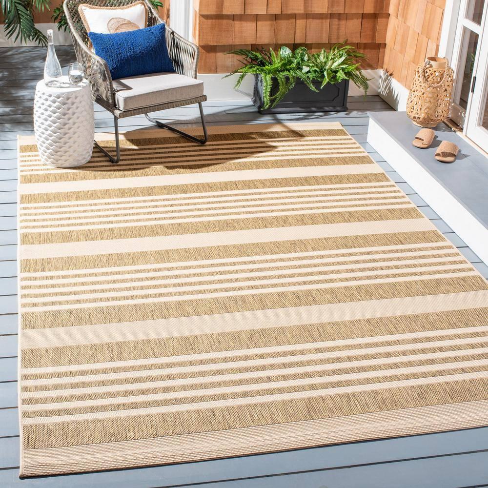 Courtyard CY6062 Power Loomed Indoor/Outdoor Area Rug - Brown/Bone - 8'x11' - Safavieh.