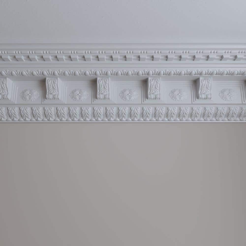 Ekena Millwork SAMPLE - Endurathane Granada Crown Moulding, 9 7/8"H x 9 3/4"P x 14"F x 12"L, Factory Primed
