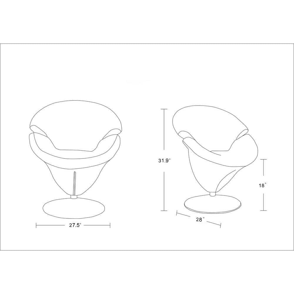 Tulip Velvet Swivel Accent Chair Orange - Manhattan Comfort: Armless, Metal Frame, Semi-Gloss Finish, No Assembly Required