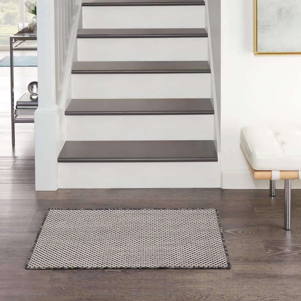 Nourison Courtyard COU01 Indoor/outdoor Area Rug - Ivory Charcoal 2' x 3'