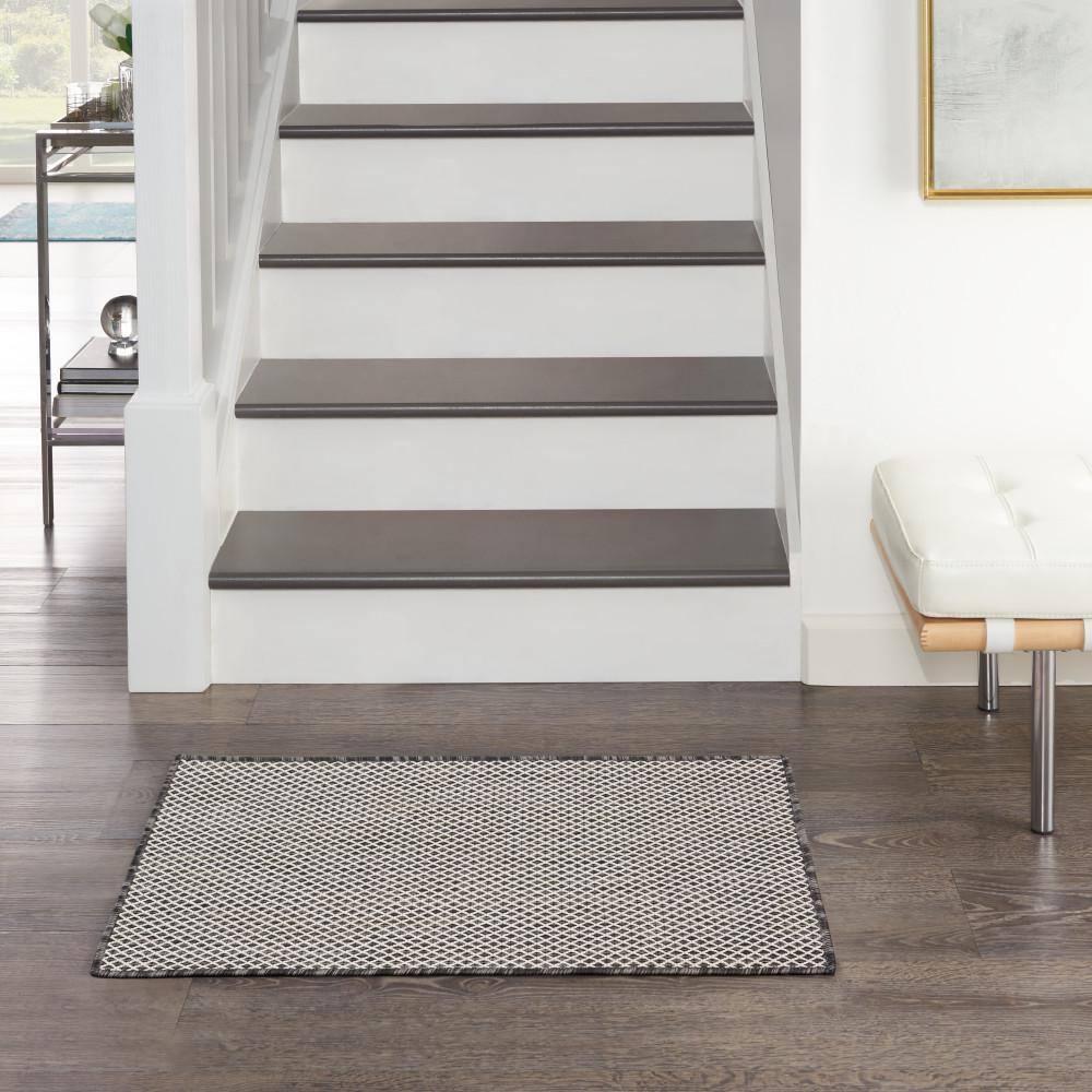 Nourison Courtyard COU01 Indoor/outdoor Area Rug - Ivory Charcoal 2' x 3'