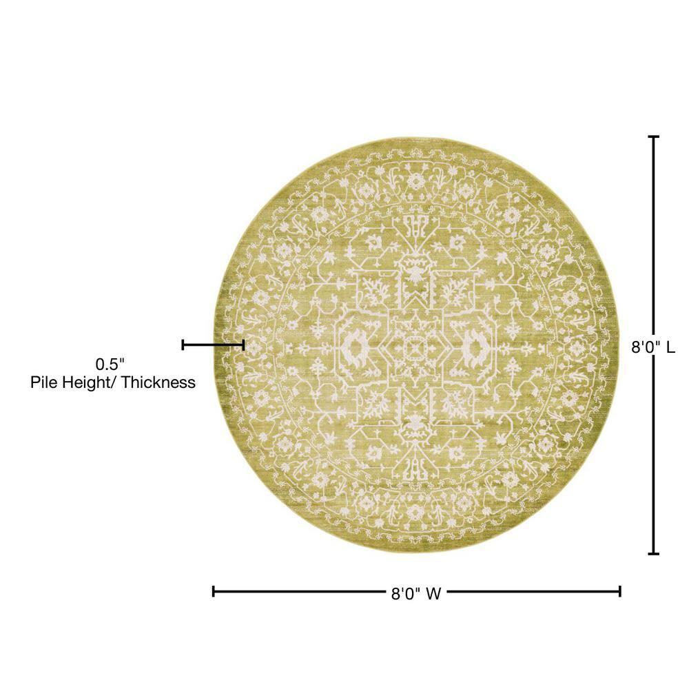 Unique Loom New Classical Collection Area Rug - Olympia (8'  Round Light Green/Ivory)