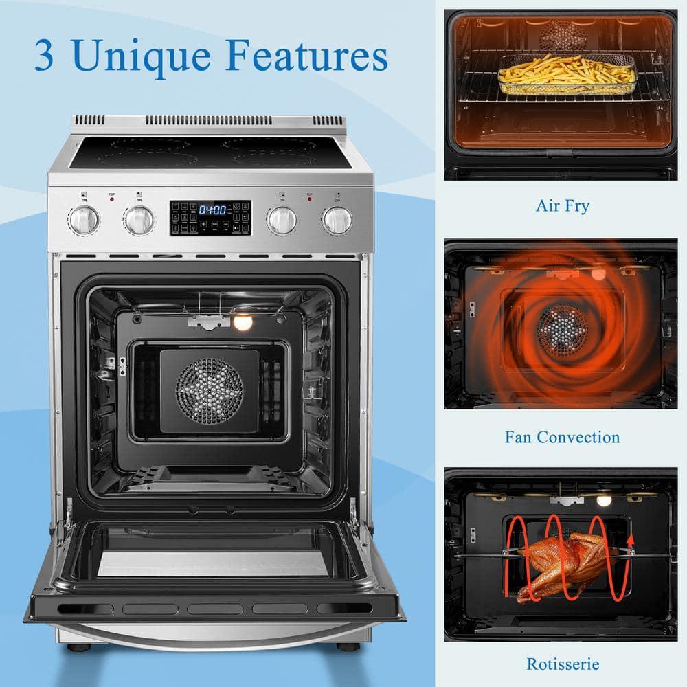 Lanbo Lanbo 24 Inch 2.9 Cu.ft Freestanding Electric Range with Air Fry, Rotisserie and True Convection Oven, Stainless Steel LBERT24RCSAA