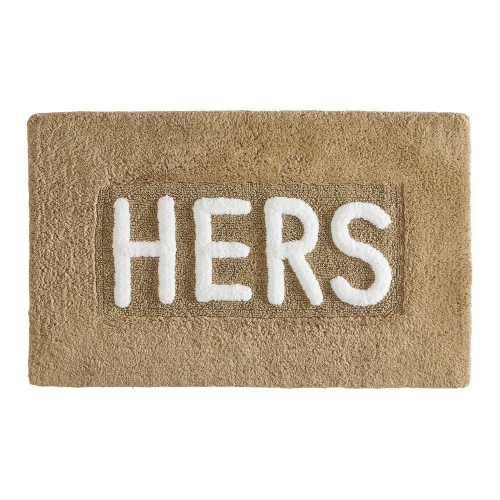 Jean Pierre "Hers" 21"x34" Cotton Bath Rug, Linen