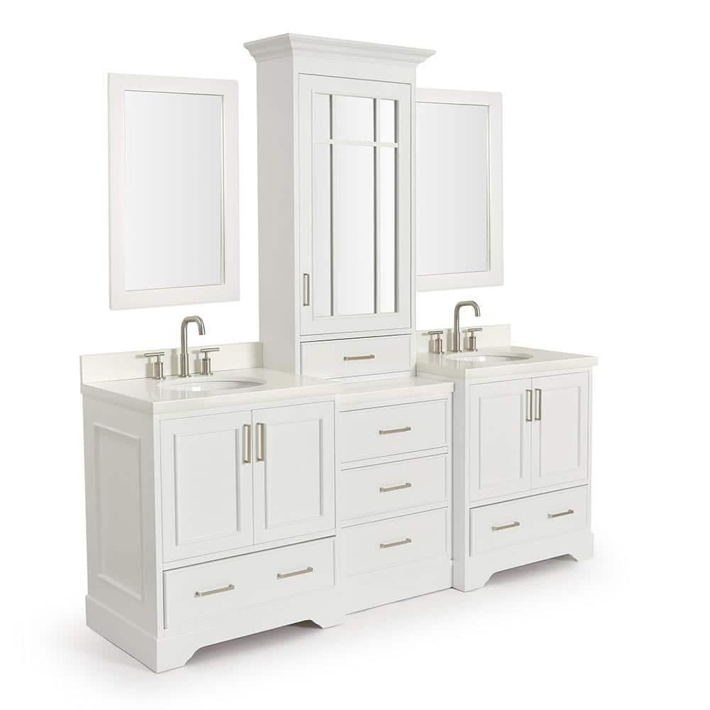 Ariel Stafford 85" Double Sink Vanity Set in White