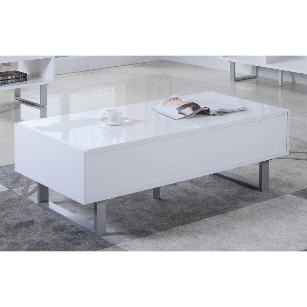 Coaster Contemporary Wood 2-Drawer Rectangular Coffee Table in White