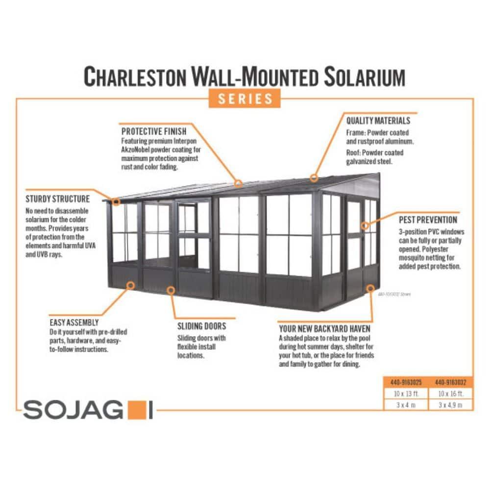 Sojag Charleston 16 Ft. W x 10 Ft. D Aluminum Patio Gazebo