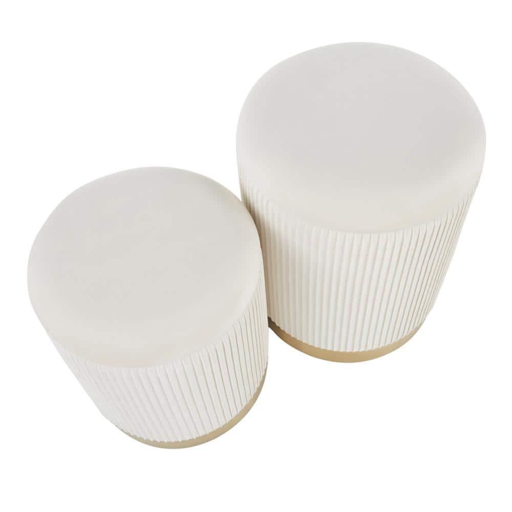 Marla Contemporary Nesting Pleated Ottoman Set Gold/Cream Velvet - LumiSource: Upholstered Storage, Metal Frame, No Assembly Required
