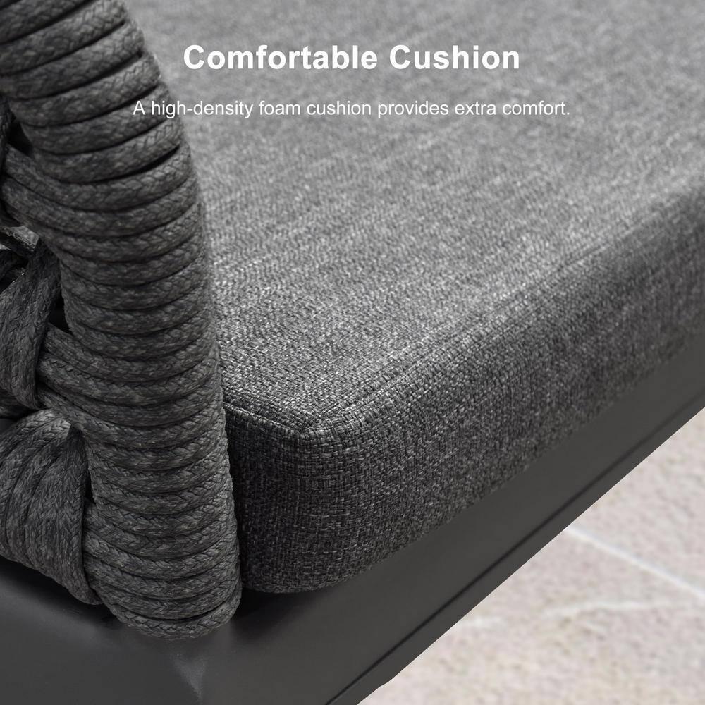 PURPLE LEAF 7 Pieces Outdoor Dining Set All-Weather PE Rattan Outdoor Patio Furniture Set with All Aluminum Frame Rectangular Table and Chairs Set for Lawn Garden Backyard Deck, Grey