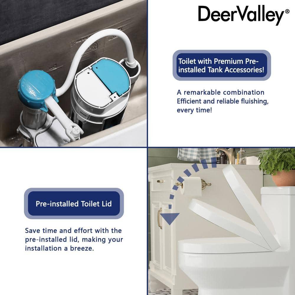 DeerValley Liberty Compact Toilets One-Piece Toilet With High-Efficiency Flush Round Toilet for Space-Saving Floor Mounted (Seat Included)