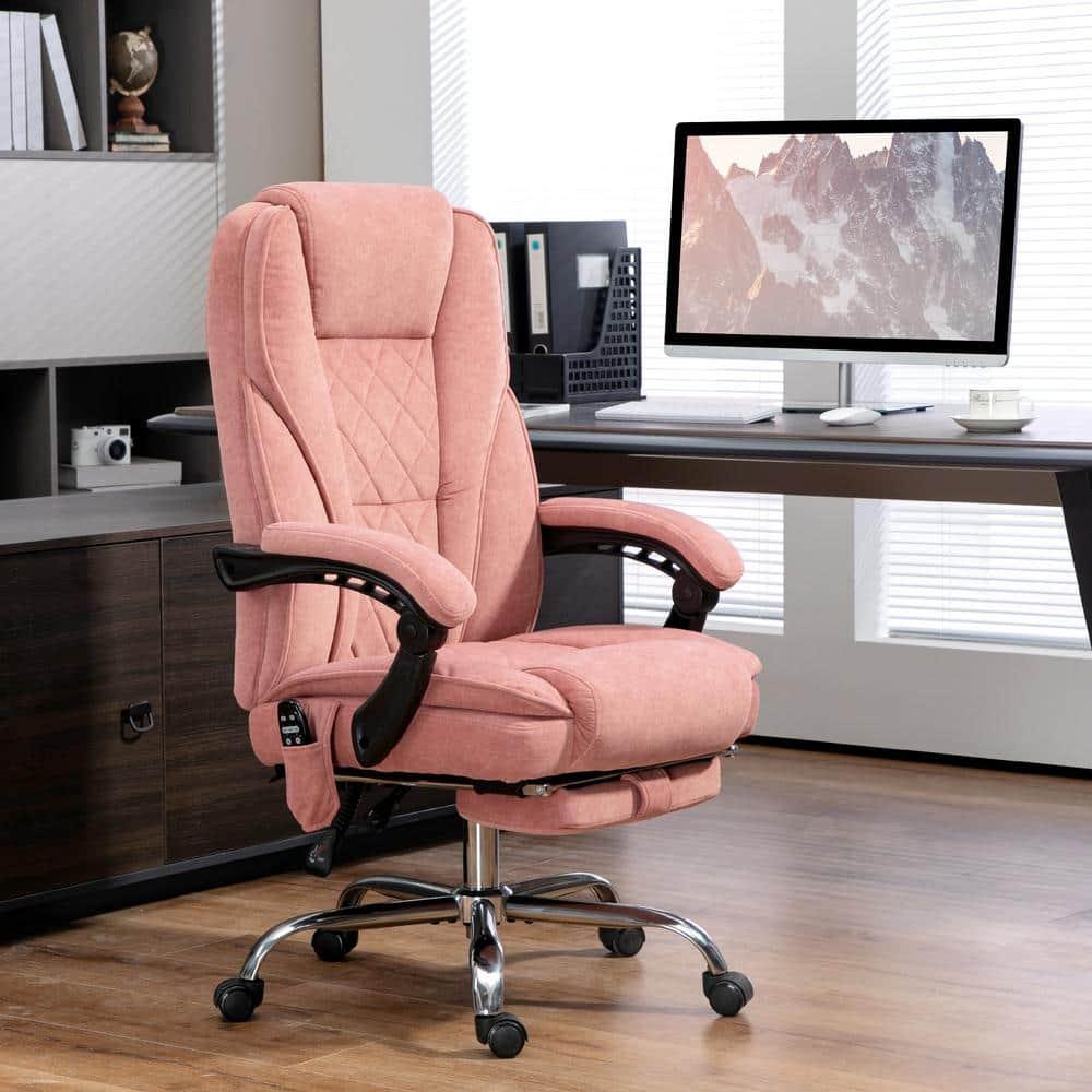 Vinsetto Executive Massage Office Chair, Heated Computer Desk Chair with Adjustable Height and Footrest, Pink