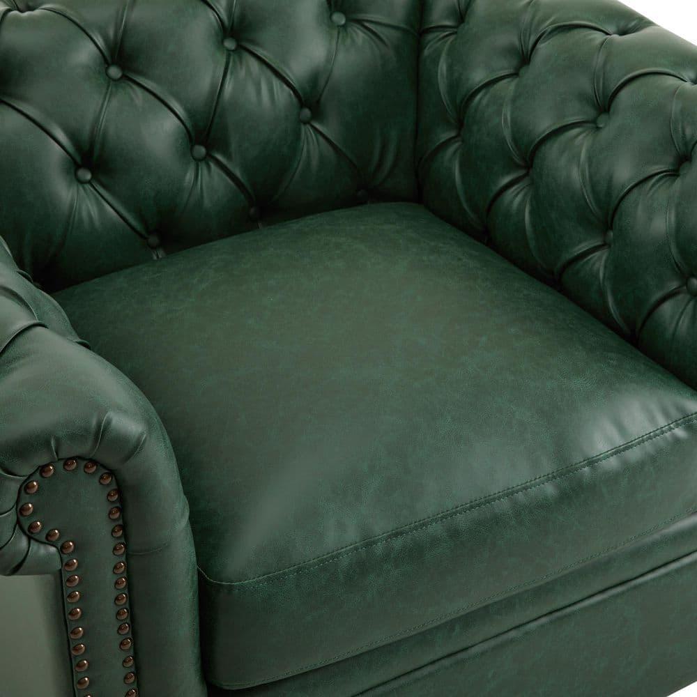 Christopher Knight Home Andrew Upholstered Button Tufted Swivel Club Chair with Roll Arms, Dark Green