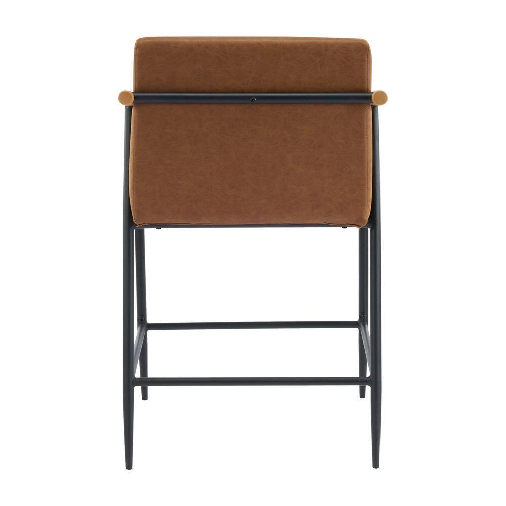 Christopher Knight Home Emil Mid Century Modern Upholstered Counter Stool with Iron Frame (Set of 2), Brown
