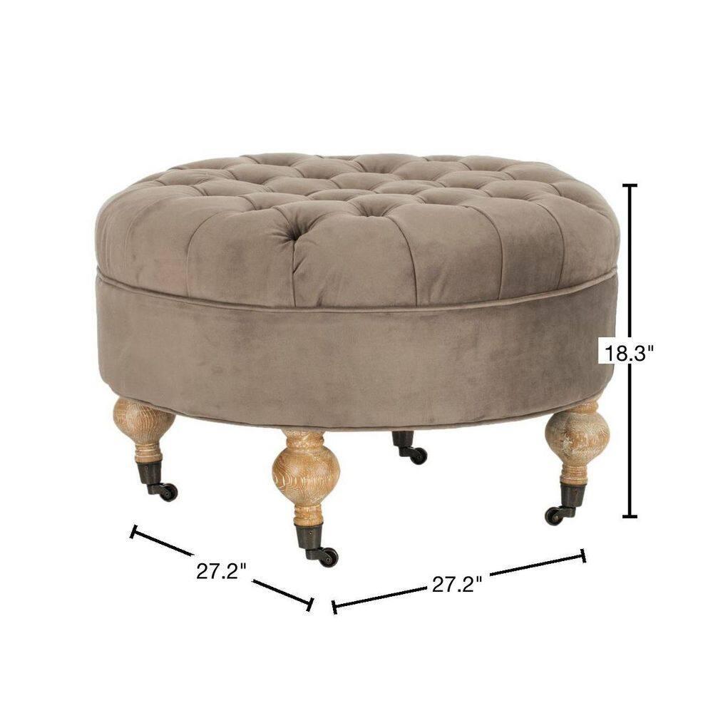 Clara Round Ottoman - MCR4601 - Mushroom - Safavieh