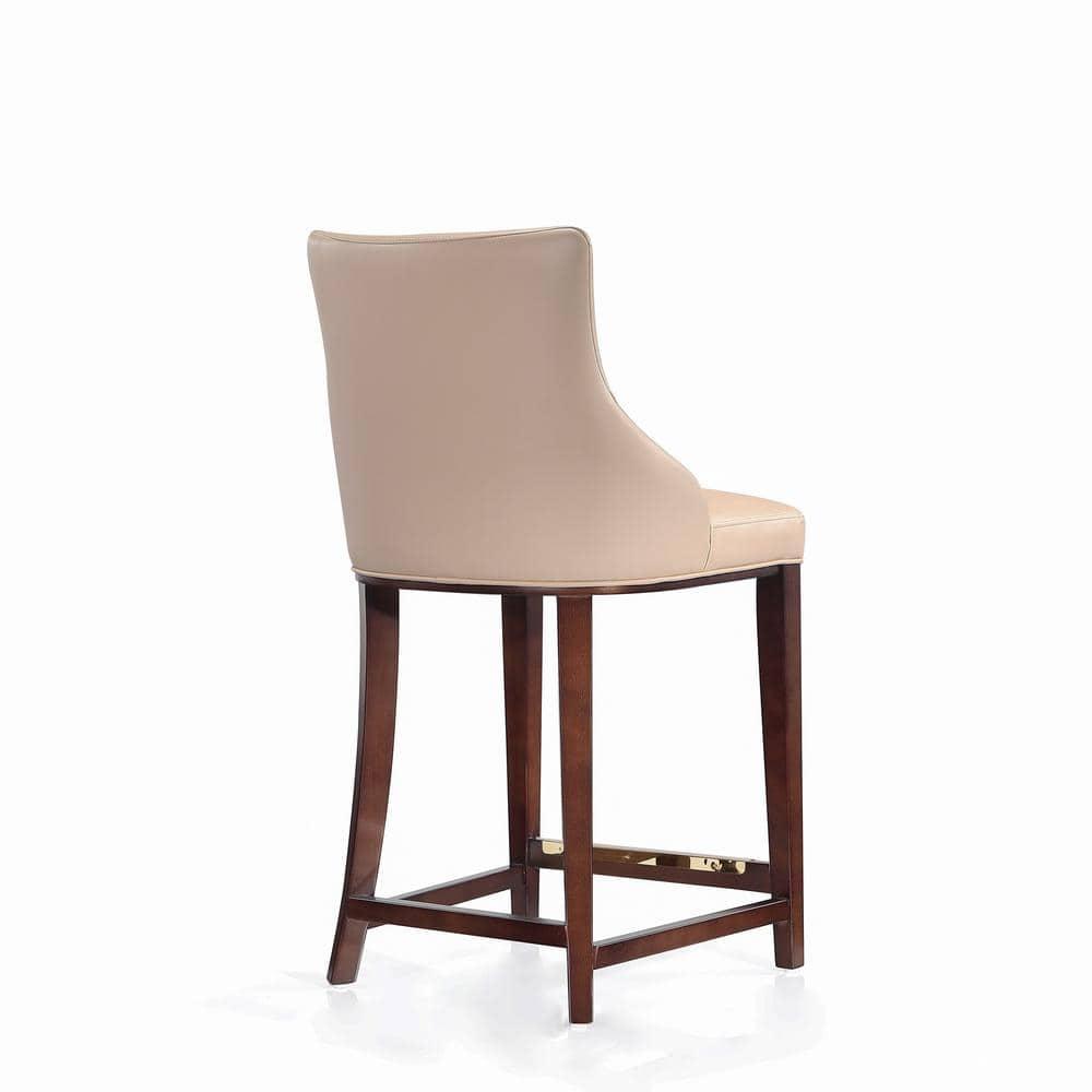 Manhattan Comfort Shubert Modern Leatherette Upholstered Counter Height Barstool Tan: Beech Wood Legs, No Assembly Required