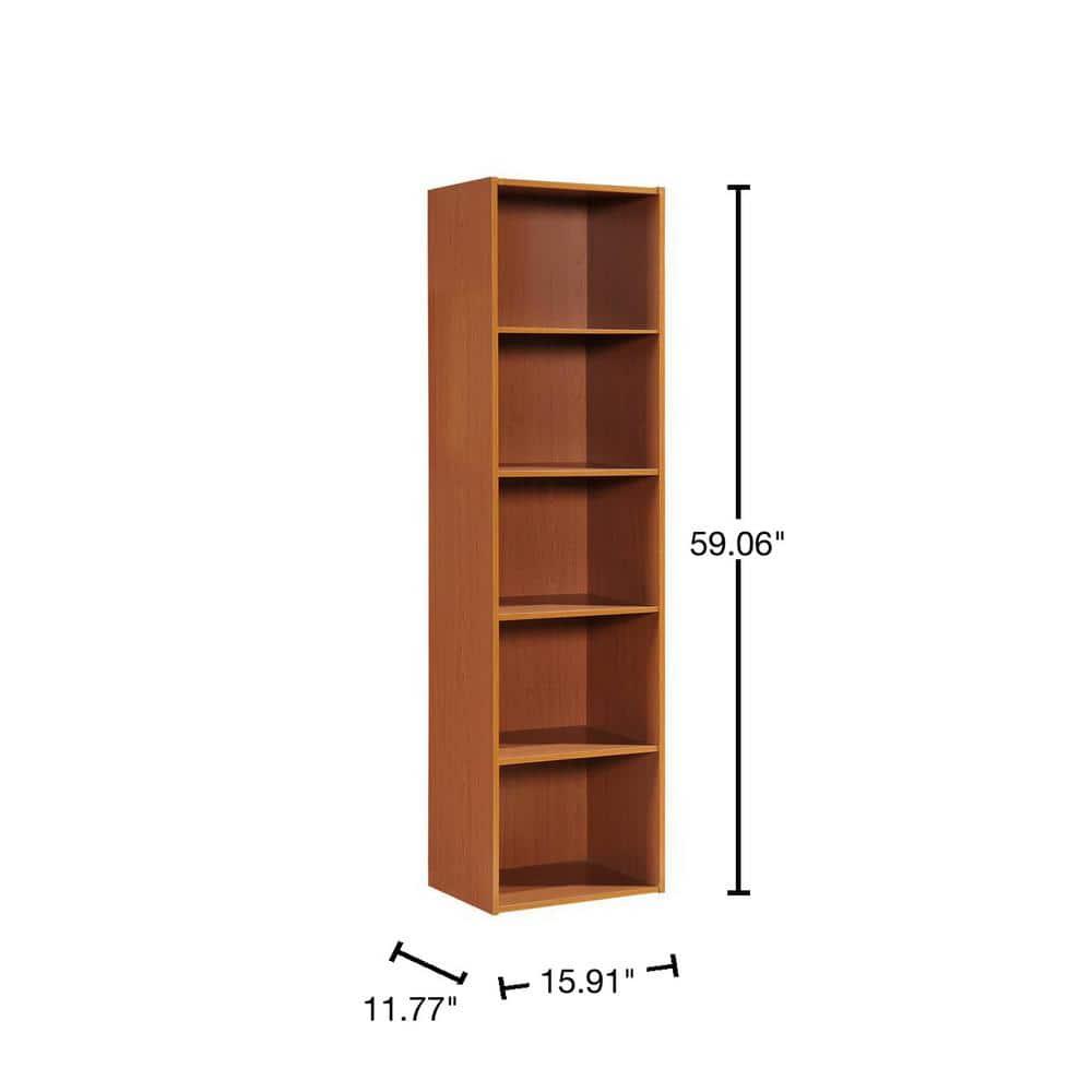 Hodedah 12 x 16 x 47 Inch 5 Shelf Bookcase & Office Organizer, Cherry