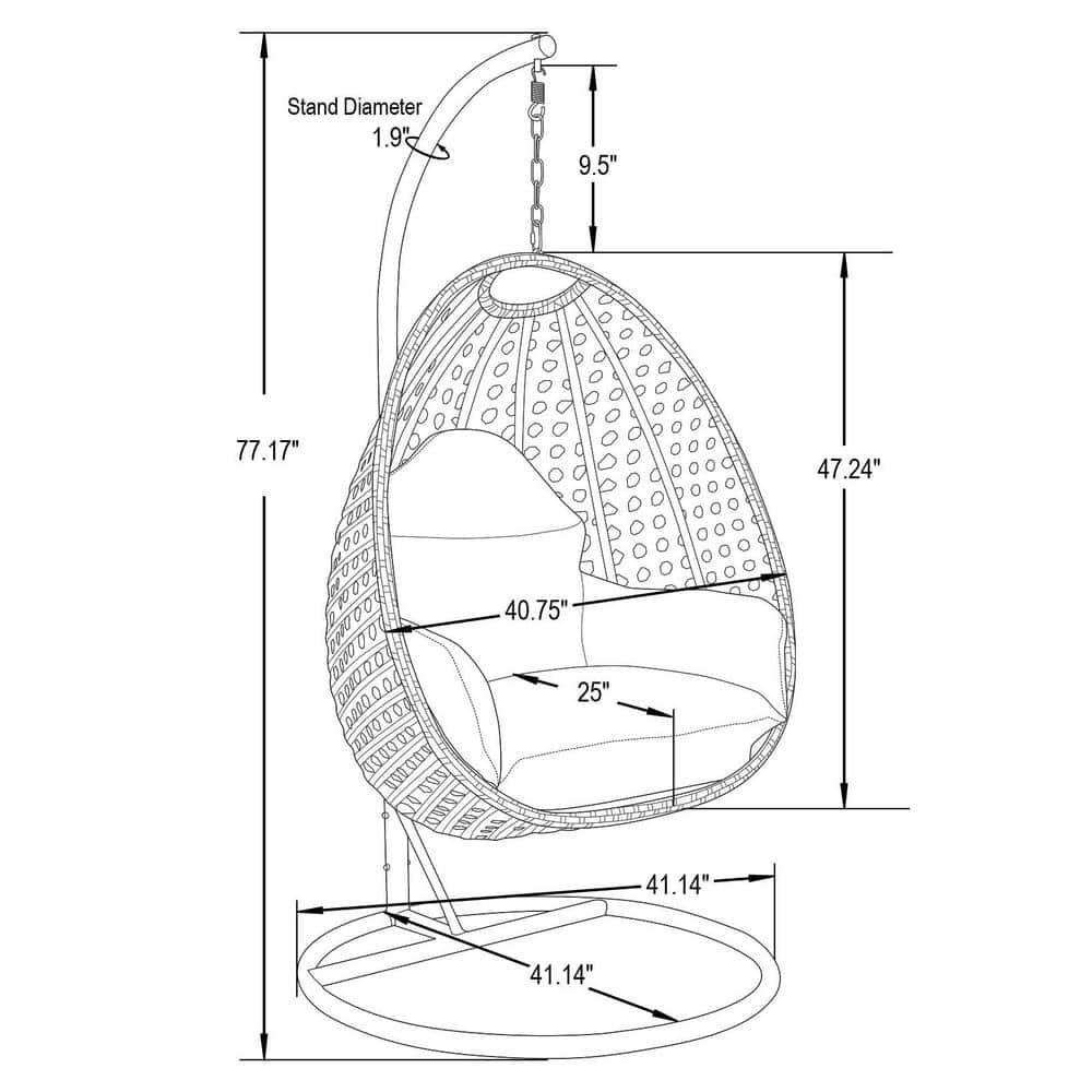 LeisureMod White Wicker Hanging Egg Swing Chair