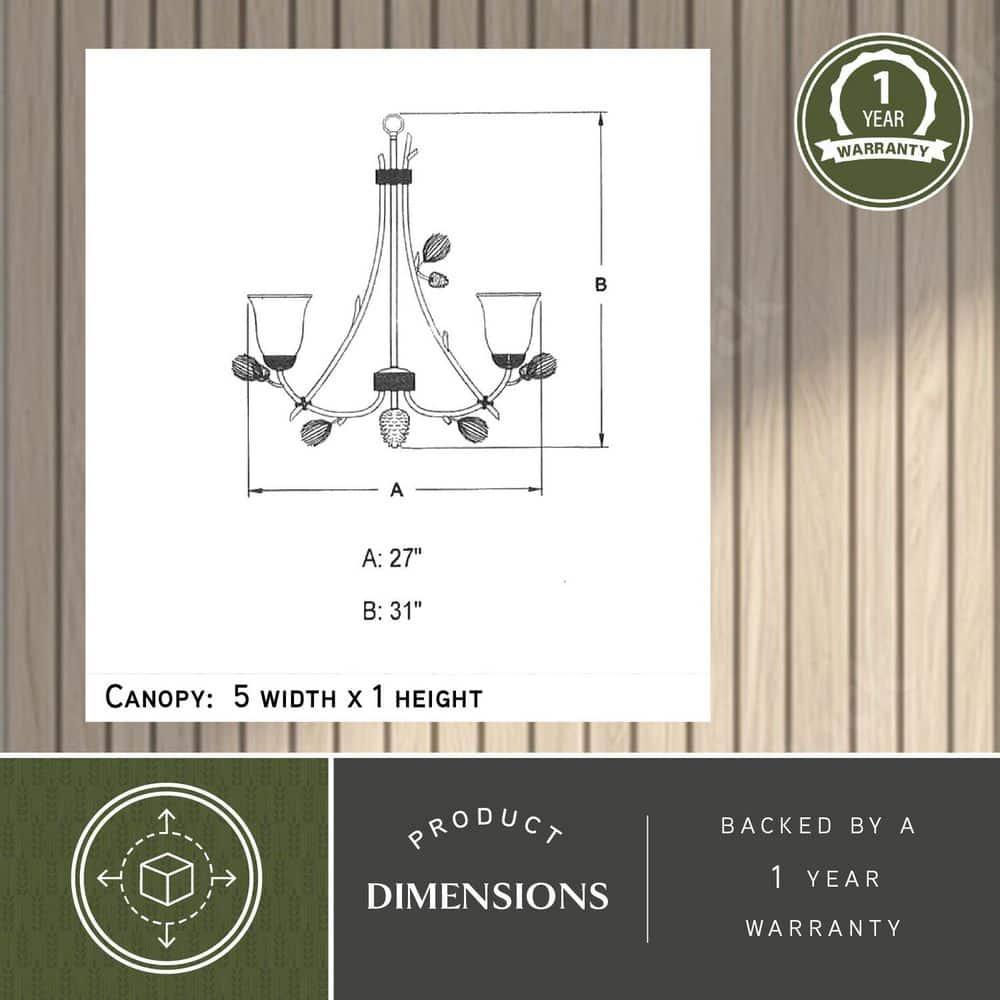 Vaxcel Sierra 6 - Light Chandelier in  Black Walnut