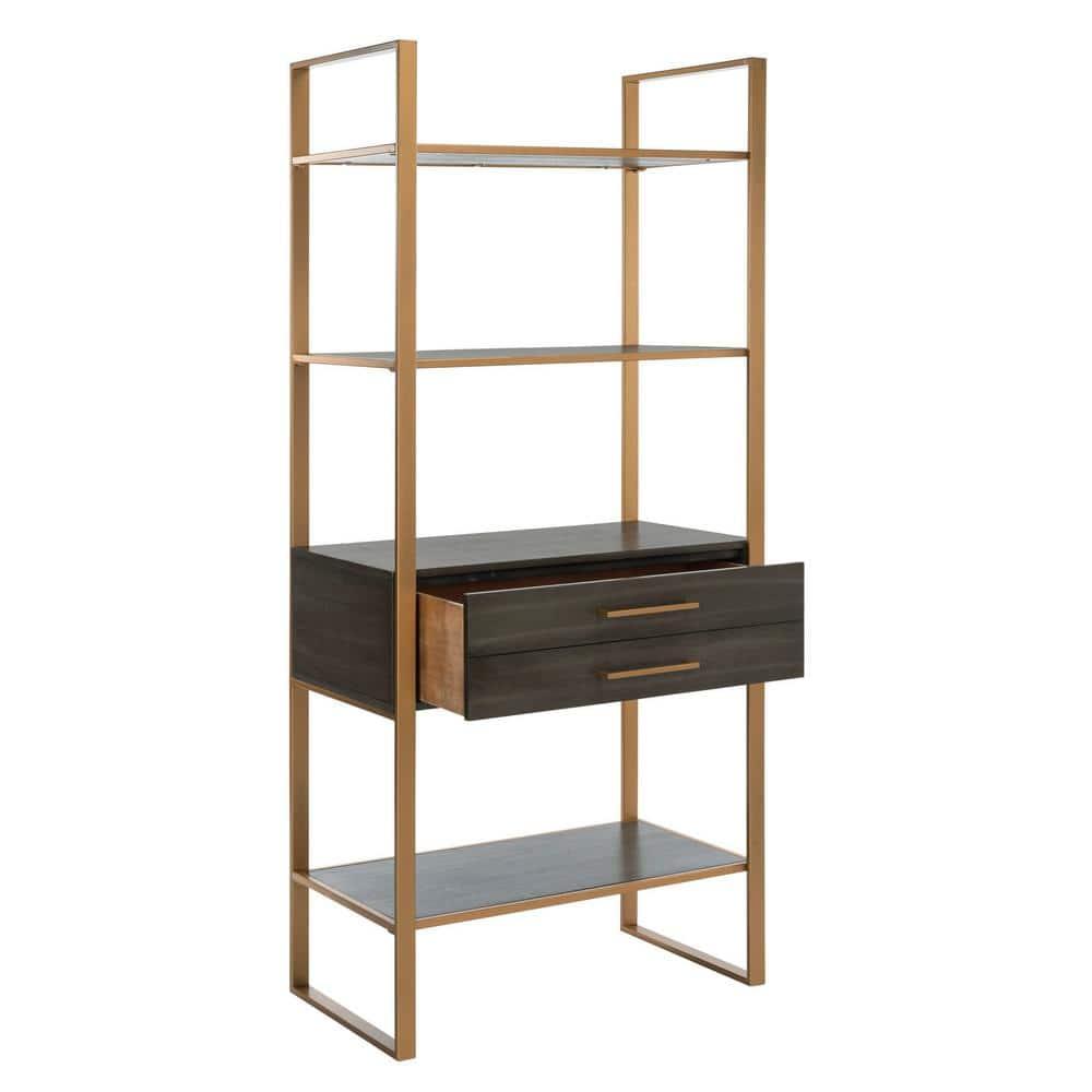 Skylar 4 Tier 1 Drawer Etagere - Gold / Grey - Safavieh