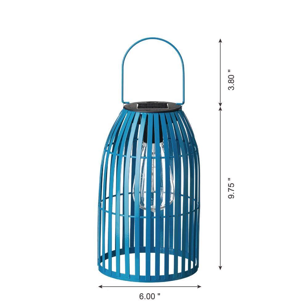 9.75" Metal Woven Solar Powered  Outdoor Hanging Lantern