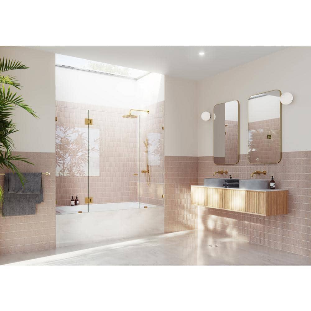 Stellar 69.5 in. W x 58.25 in. H Frameless 3 Panel Inline Bathtub Shower Door