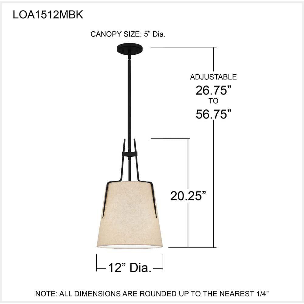 Quoizel Lighting Leona 1 - Light Pendant in  Matte Black
