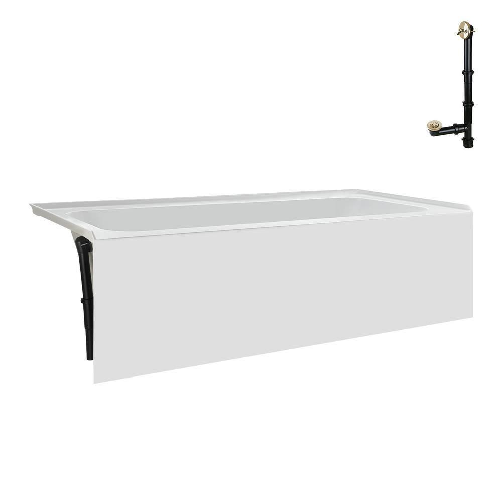 Streamline Bath Streamline 60 in. x 30 in. Acrylic Left-Hand Drain Alcove Bathtub in Glossy White With External Drain NAL-5640-PBR