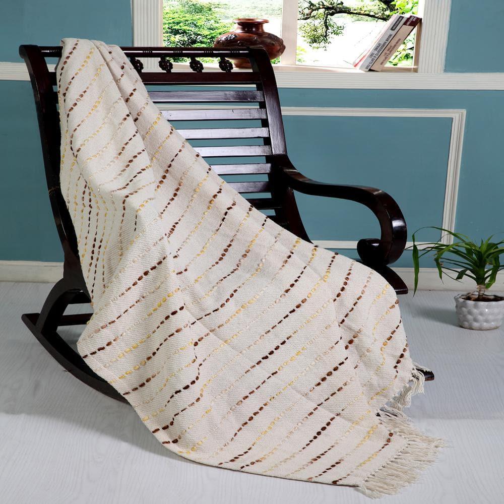 Rajani Home Deep Ombre Striped Handmade Woven Throw Blanket with Fringe
