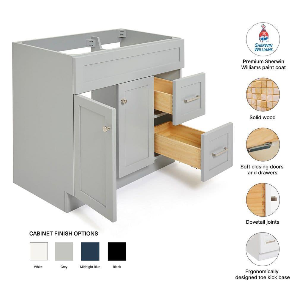 Ariel F036s-L-Bc Hamlet 36" Single Free Standing Vanity Cabinet Only - Grey