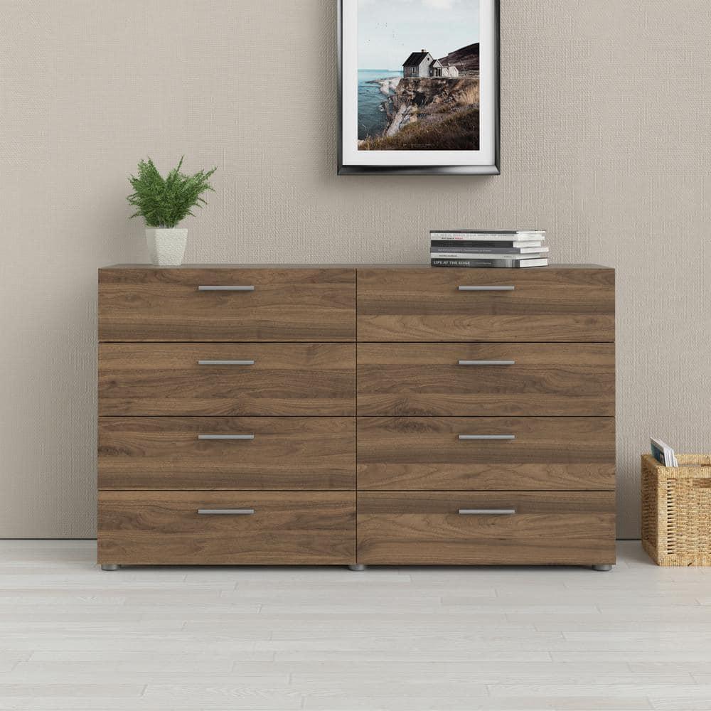 Tvilum Loft 8 Drawer Double Dresser for Adults, Walnut