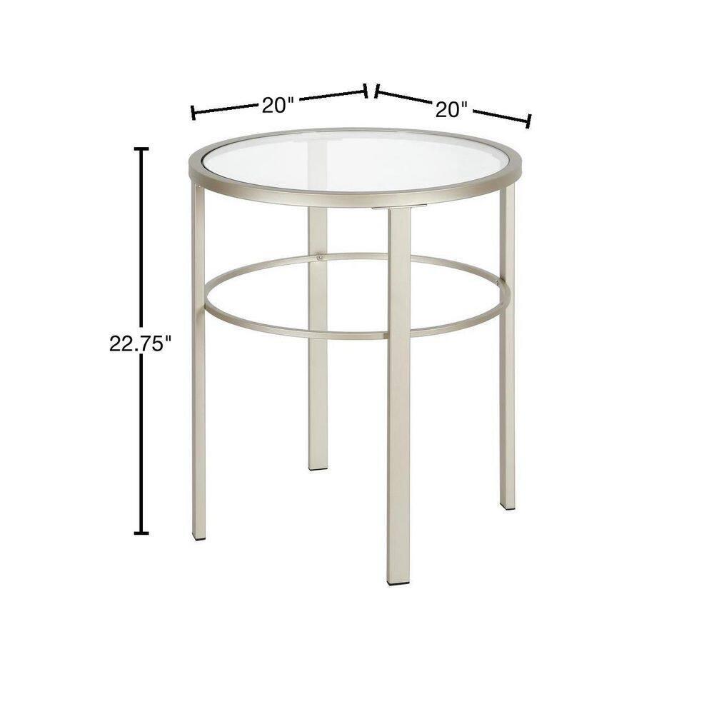 Evelyn&Zoe Gaia 20" Wide Round Side Table, Satin Nickel