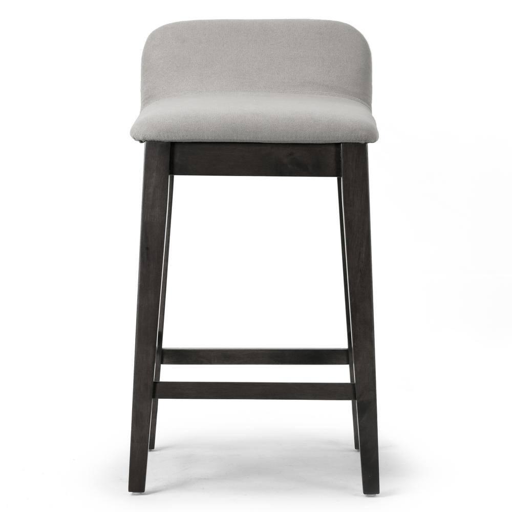 Set of 2 Atia Black Rubberwood Counter Stool with Low Back Fabric Seat