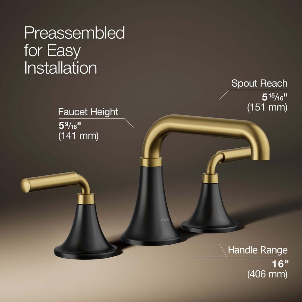 Tone Widespread Bathroom Sink Faucet, Three-Hole Bathroom Faucet with Clicker Drain, 1.2 GPM