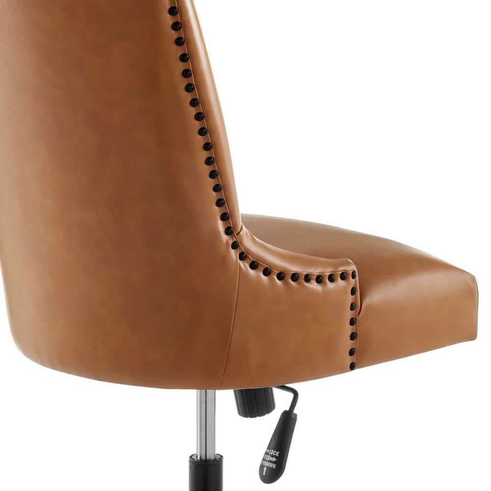 Modway Empower Channel Tufted Vegan Leather Office Chair Tan: Retro Modern Style, Adjustable, Swivel Desk Chair with Casters/Wheels