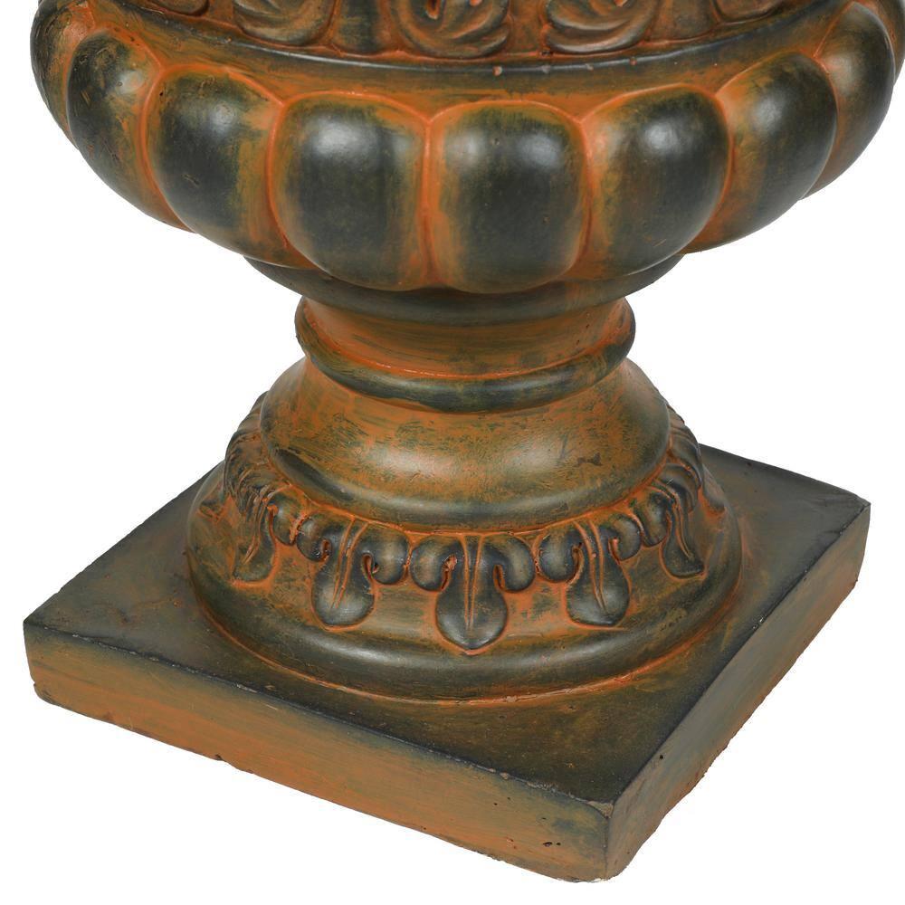 LuxenHome Weathered Brown Decorative MgO Urn Planter